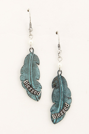 Blessed Leaf Hook Earring With Bead 6CAB8